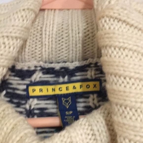 Prince & Fox Fair Isle Sweater Cream and Blue  Size Small - Picture 3 of 7